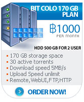 โปรโมชั่นสำหรับโหลดบิตพื้นที่ 170GB 1000บาท ใช้งานได้ทั้ง Romote Desktop,WebUI port80,HTTP port80,FTP